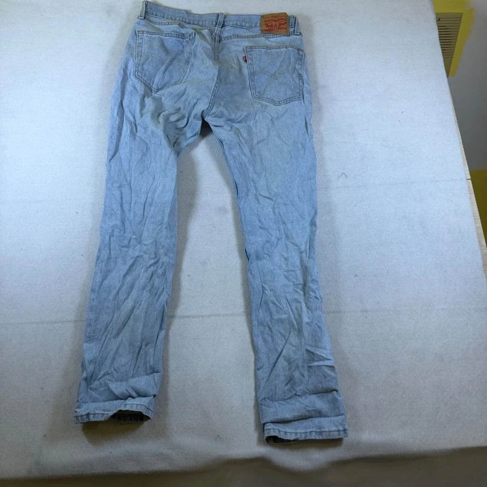 Levis 505 Regular Fit Straight Leg Light Wash Blue Denim Jeans Mens 33x32
